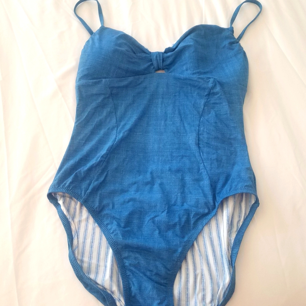 Blue one piece swimsuit
